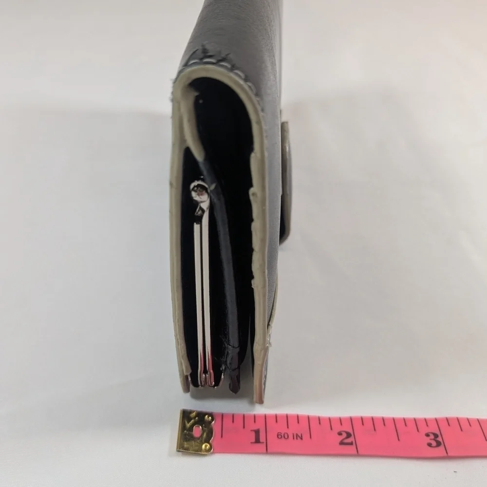 Elegant Black Genuine Leather Wallet Kiss Lock & Magnetic Snap Secured Pockets
